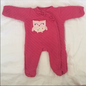 Pink baby girl quilted coat jacket owl 0-3 months
